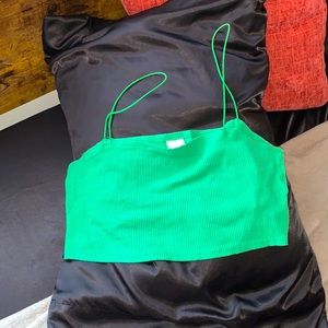 XL cropped stretchy green top